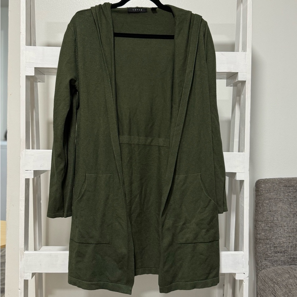 Cyrus Women’s Olive Green Hooded Cardigan – XL